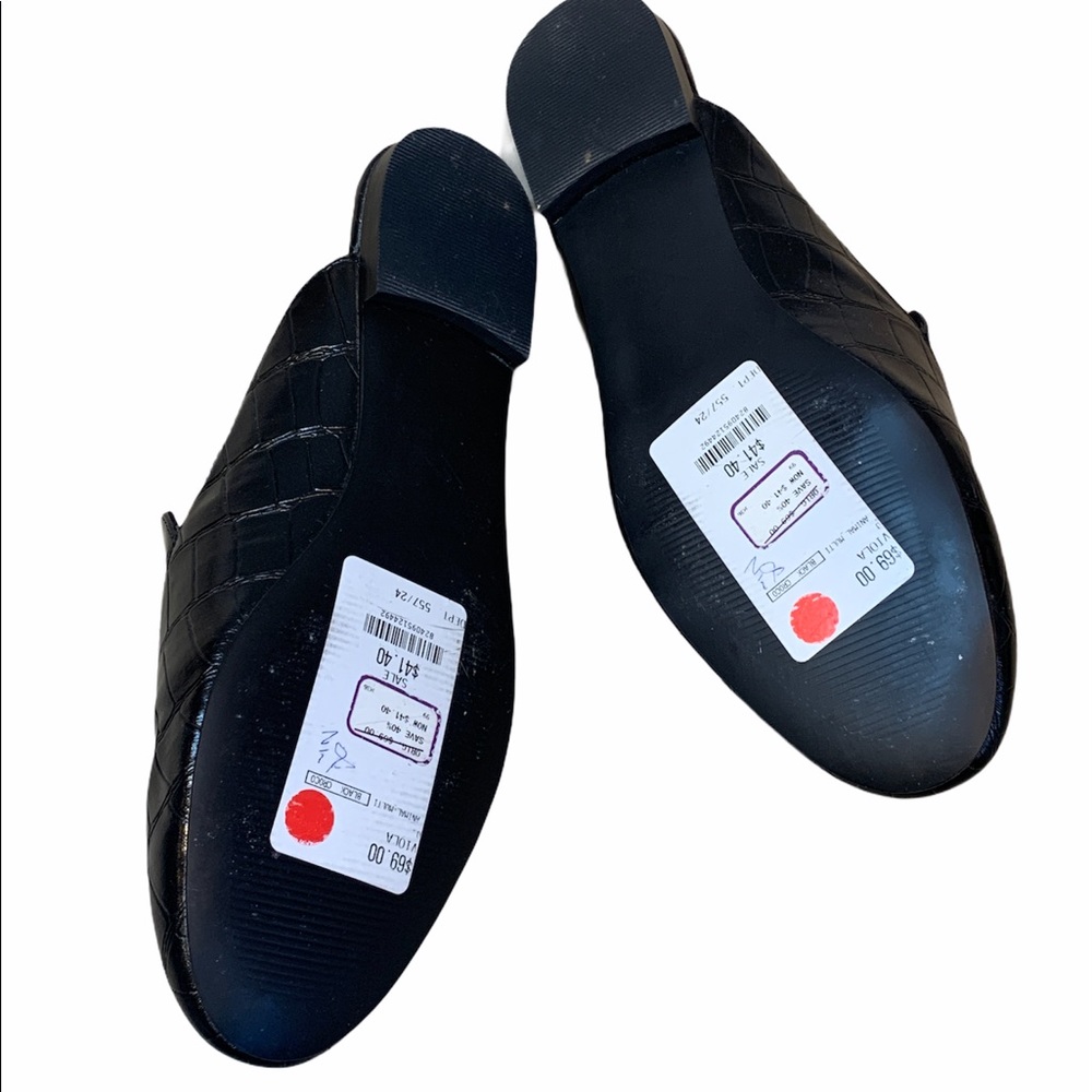 NEW Design Lab L&T Viola Black Croc Mules Sz 8.5M - Picture 4 of 4
